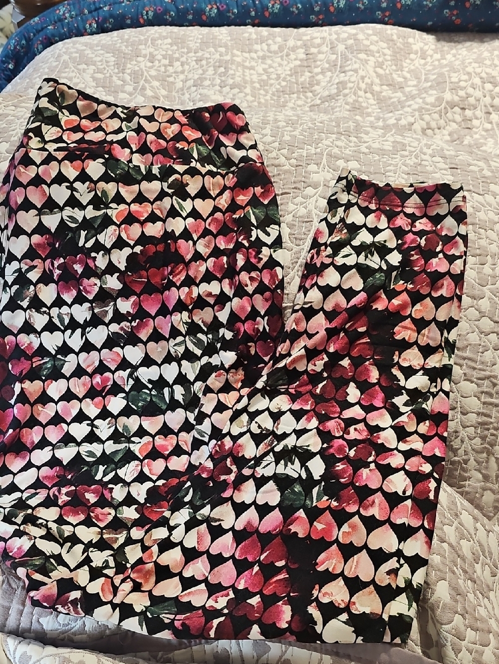 Lularoe TC2 Leggings. Black Pink Cream and Green
